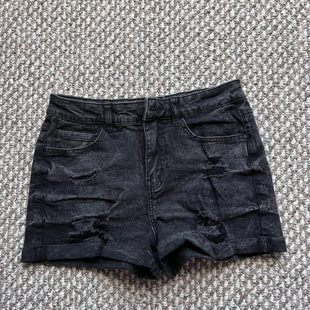 Classic Black Ripped Denim Shorts